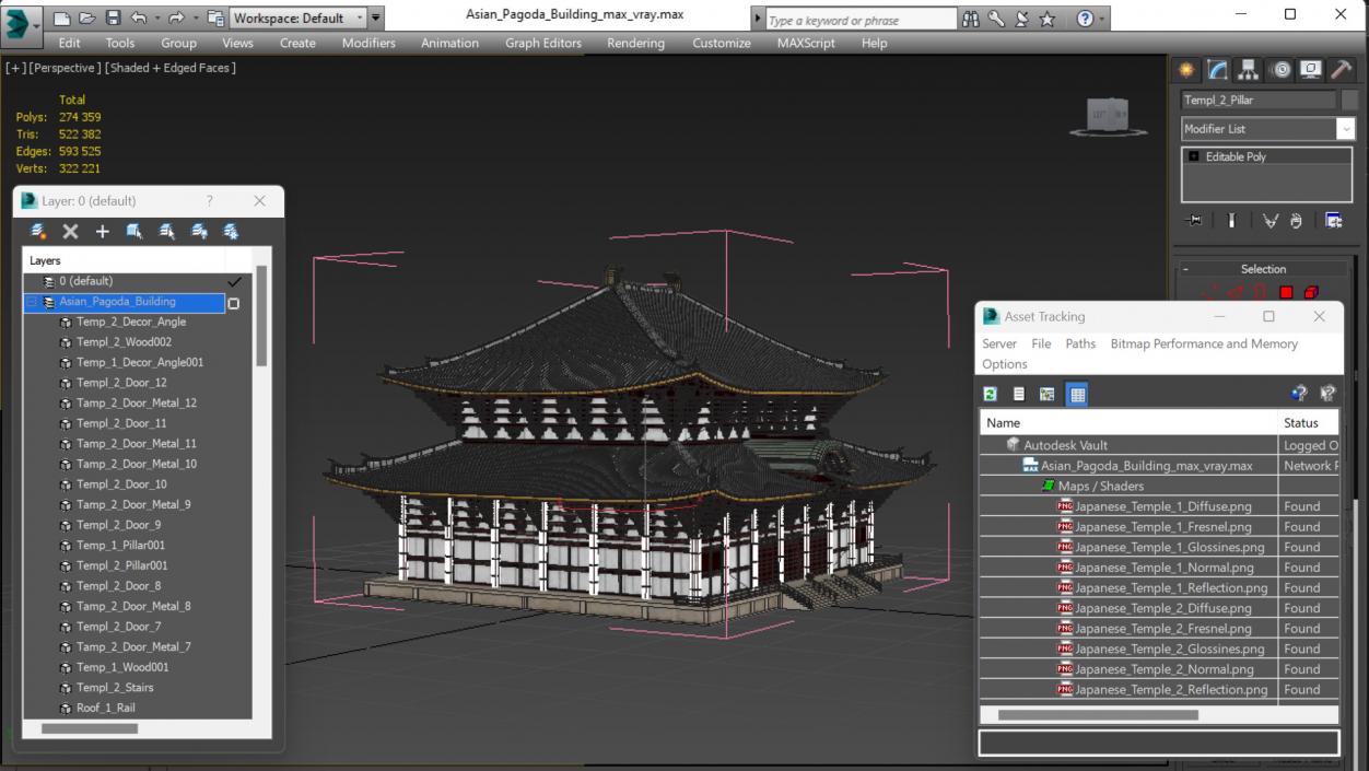 3D Asian Pagoda Building