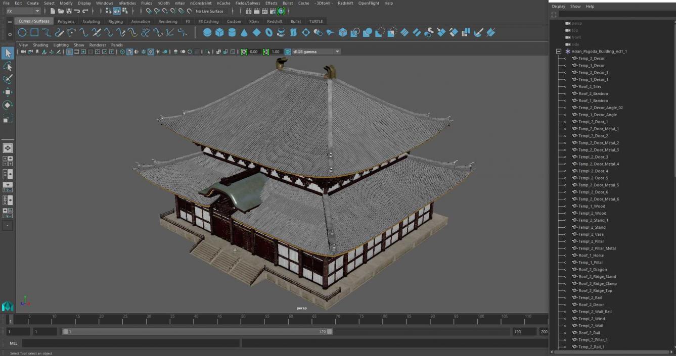 3D Asian Pagoda Building