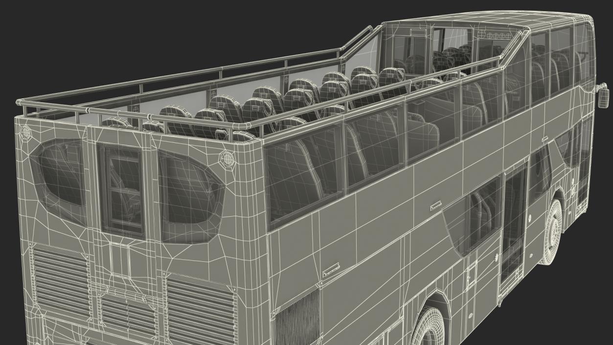 3D Open Air Double Decker Tour Hop Bus Rigged for Maya