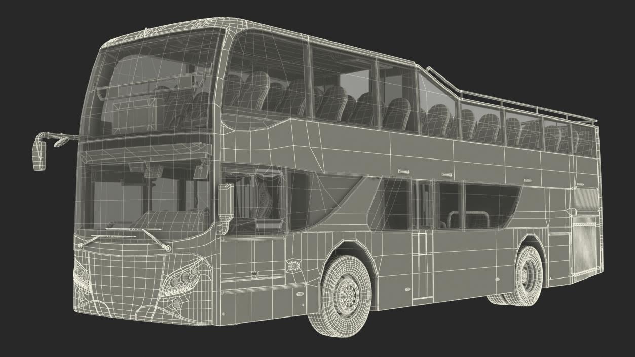 3D Open Air Double Decker Tour Hop Bus Rigged for Maya