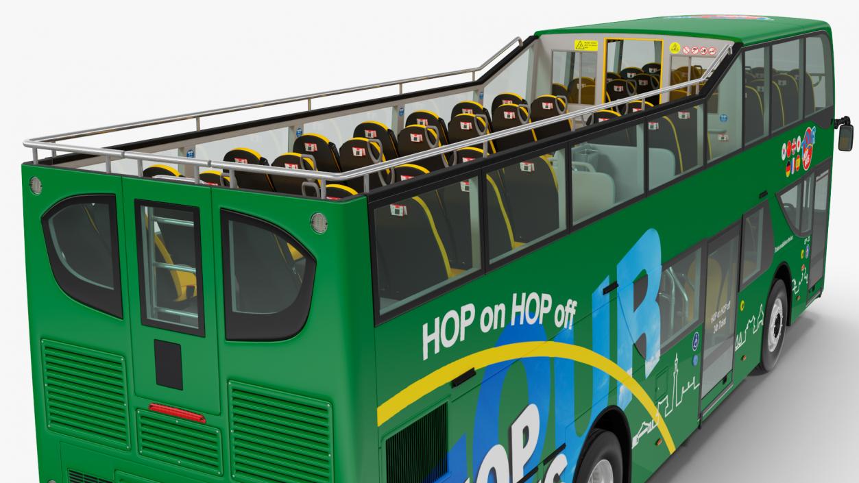 3D Open Air Double Decker Tour Hop Bus Rigged for Maya