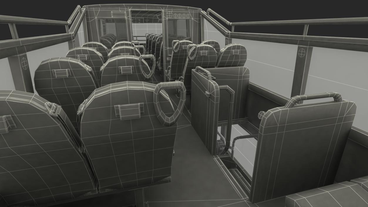 3D Open Air Double Decker Tour Hop Bus Rigged for Maya