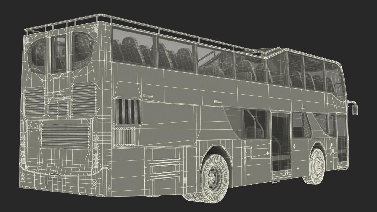 3D Open Air Double Decker Tour Hop Bus Rigged for Maya