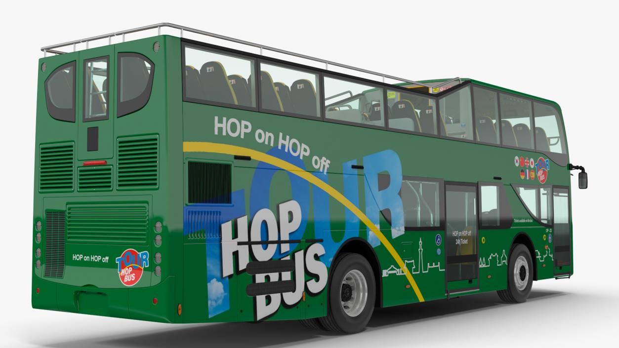 3D Open Air Double Decker Tour Hop Bus Rigged for Maya