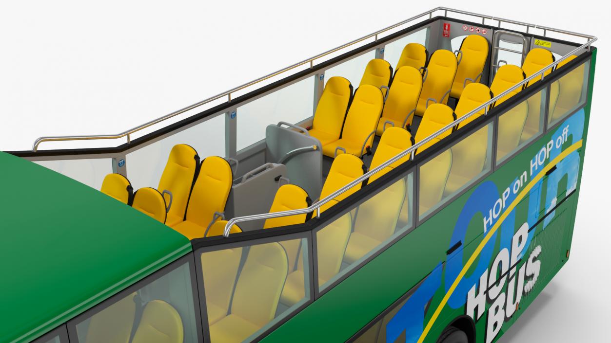 3D Open Air Double Decker Tour Hop Bus Rigged for Maya