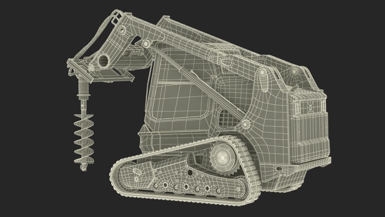 3D model Compact Tracked Loader with Auger 2