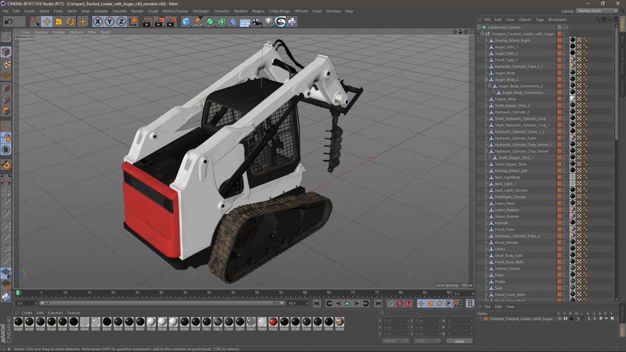 3D model Compact Tracked Loader with Auger 2