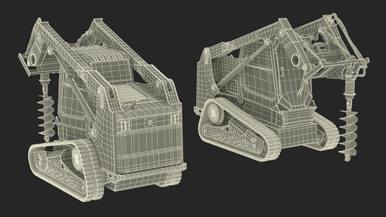 3D model Compact Tracked Loader with Auger 2