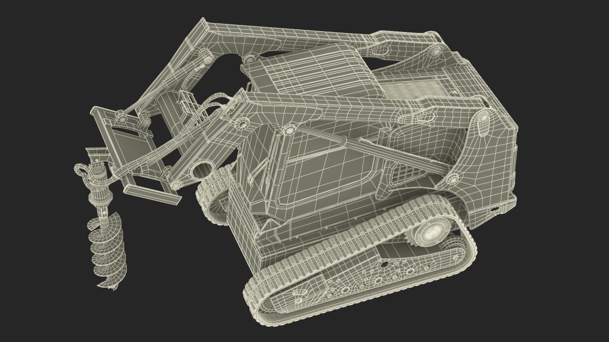 3D model Compact Tracked Loader with Auger 2