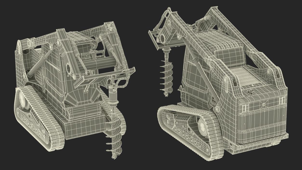 3D model Compact Tracked Loader with Auger 2