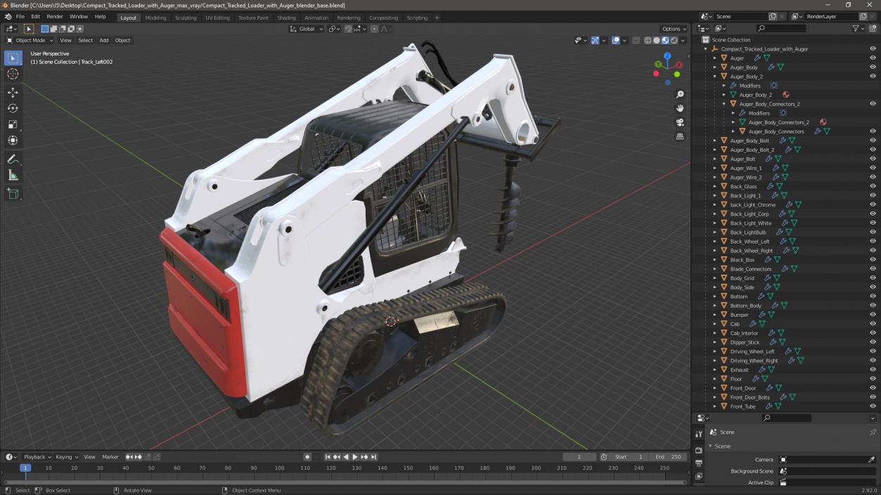 3D model Compact Tracked Loader with Auger 2