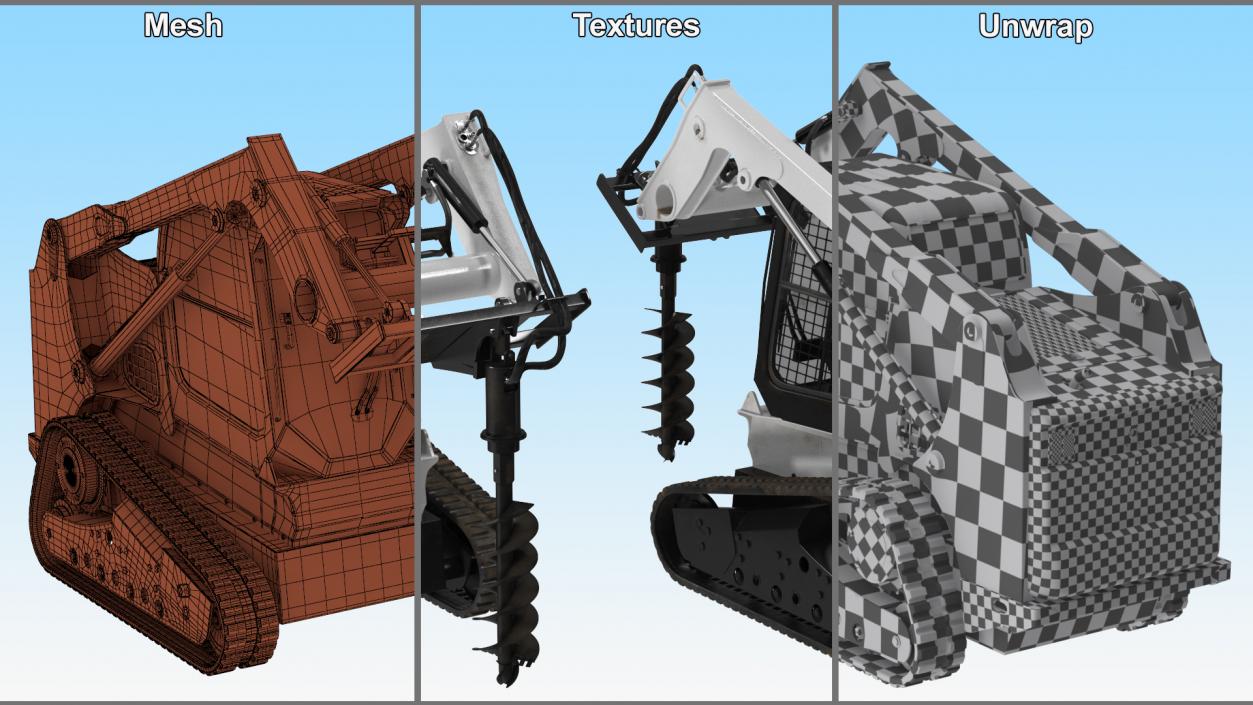 3D model Compact Tracked Loader with Auger 2