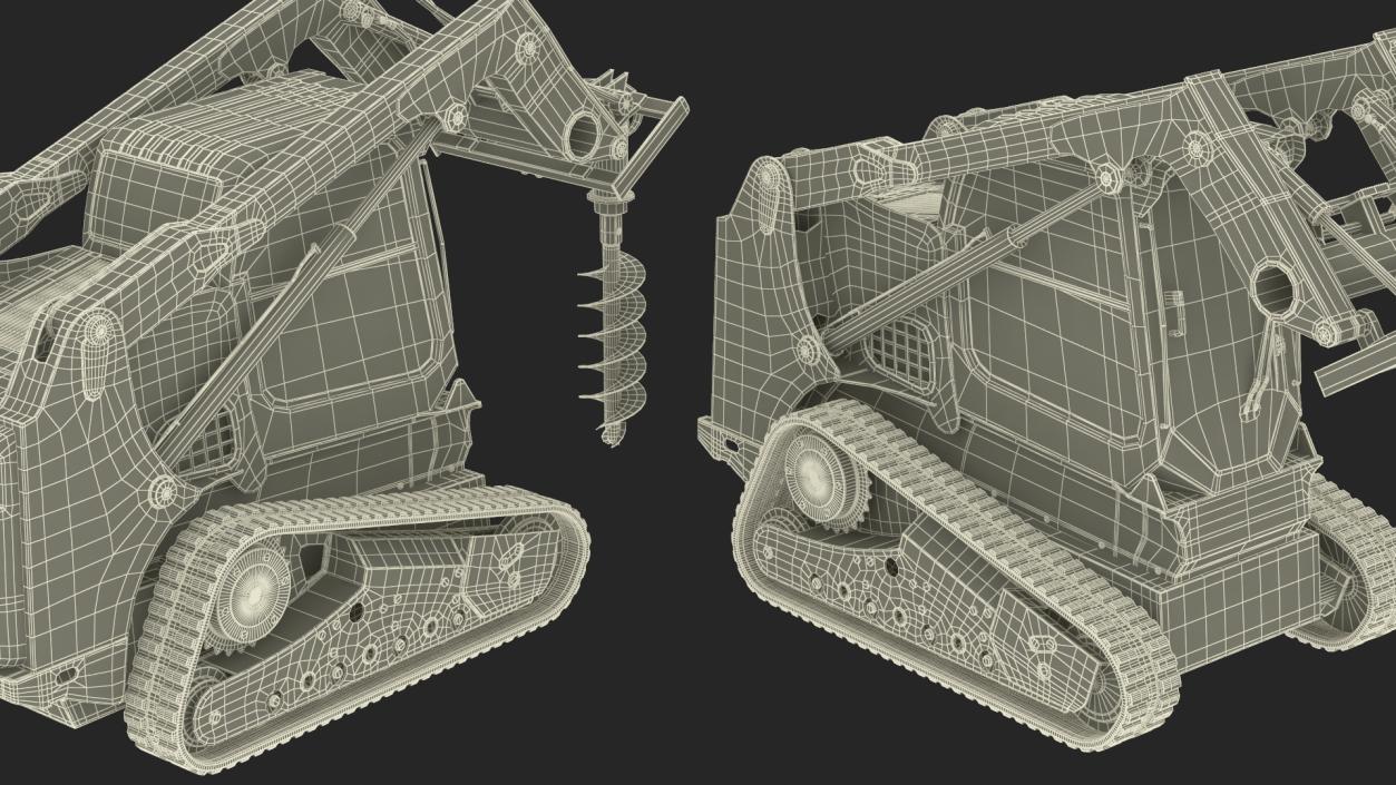 3D model Compact Tracked Loader with Auger 2