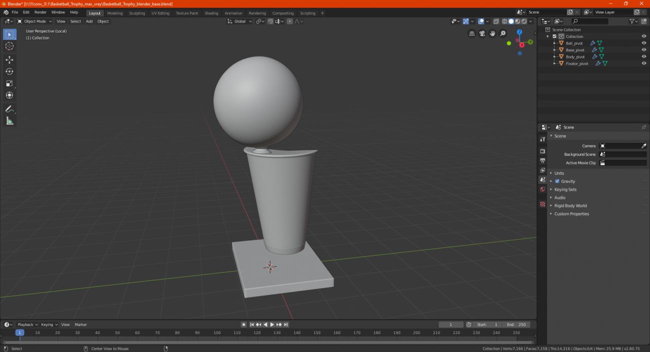 Basketball Trophy 3D