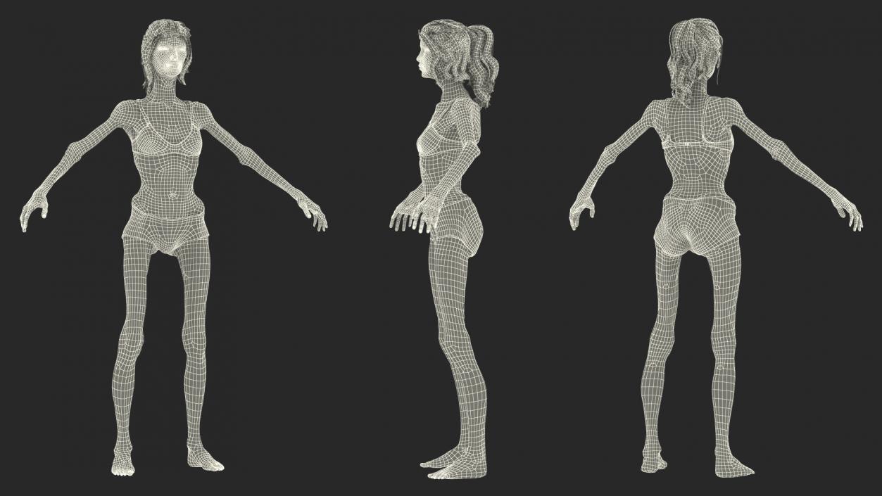 3D model Woman Anorexic Rigged for Cinema 4D