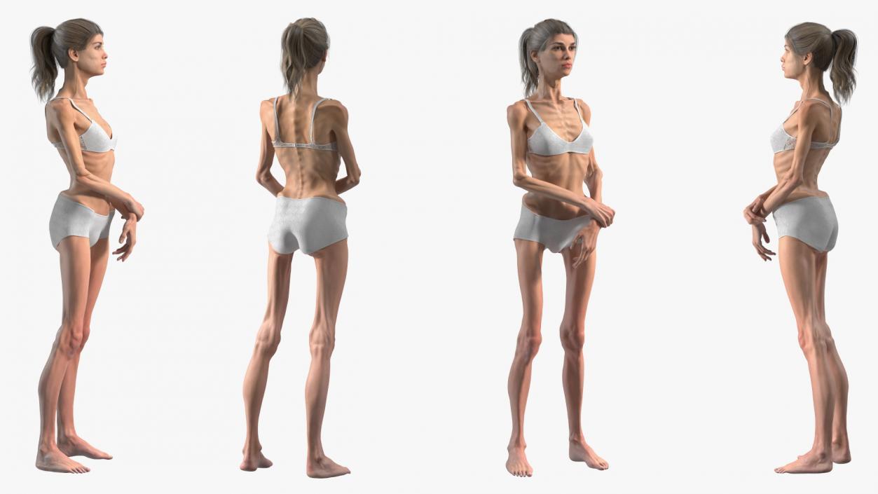 3D model Woman Anorexic Rigged for Cinema 4D