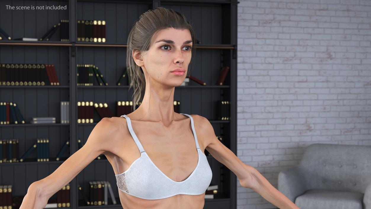 3D model Woman Anorexic Rigged for Cinema 4D