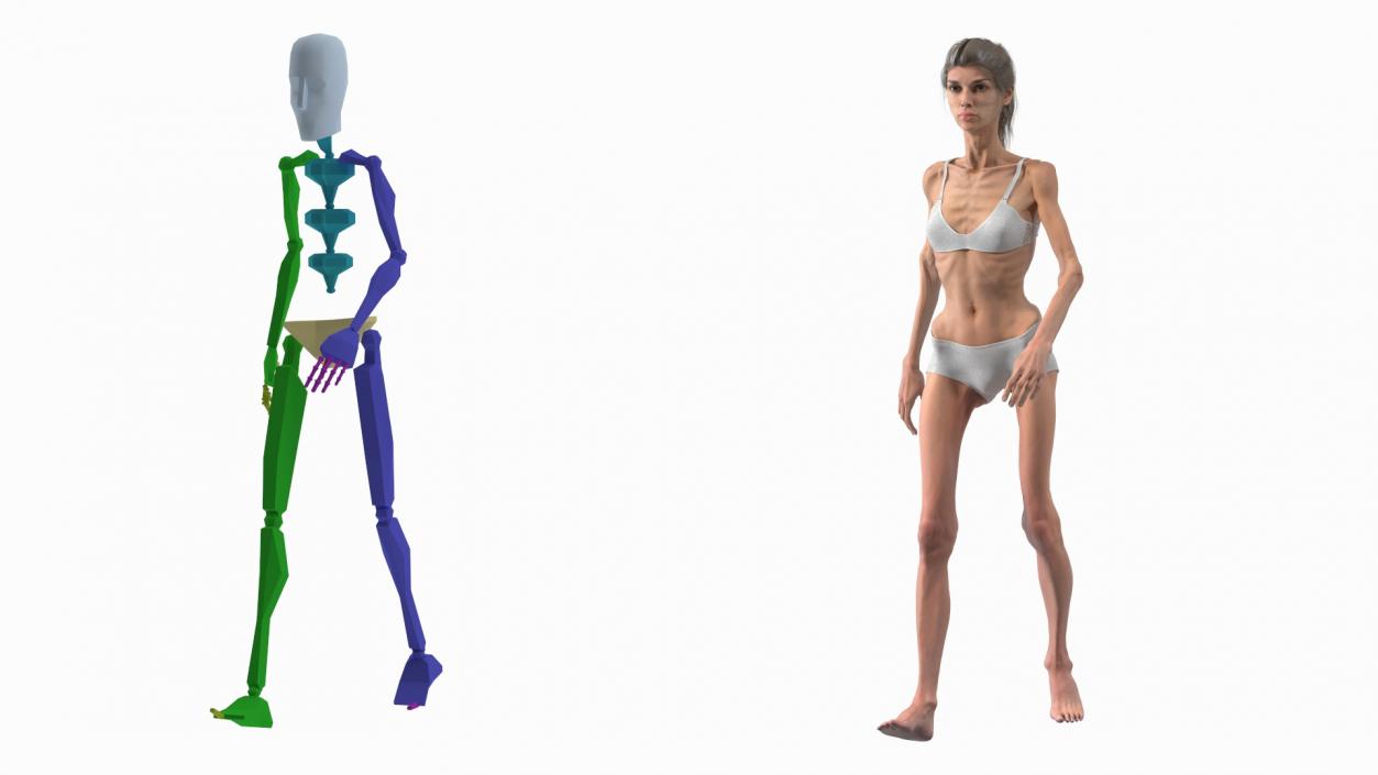 3D model Woman Anorexic Rigged for Cinema 4D