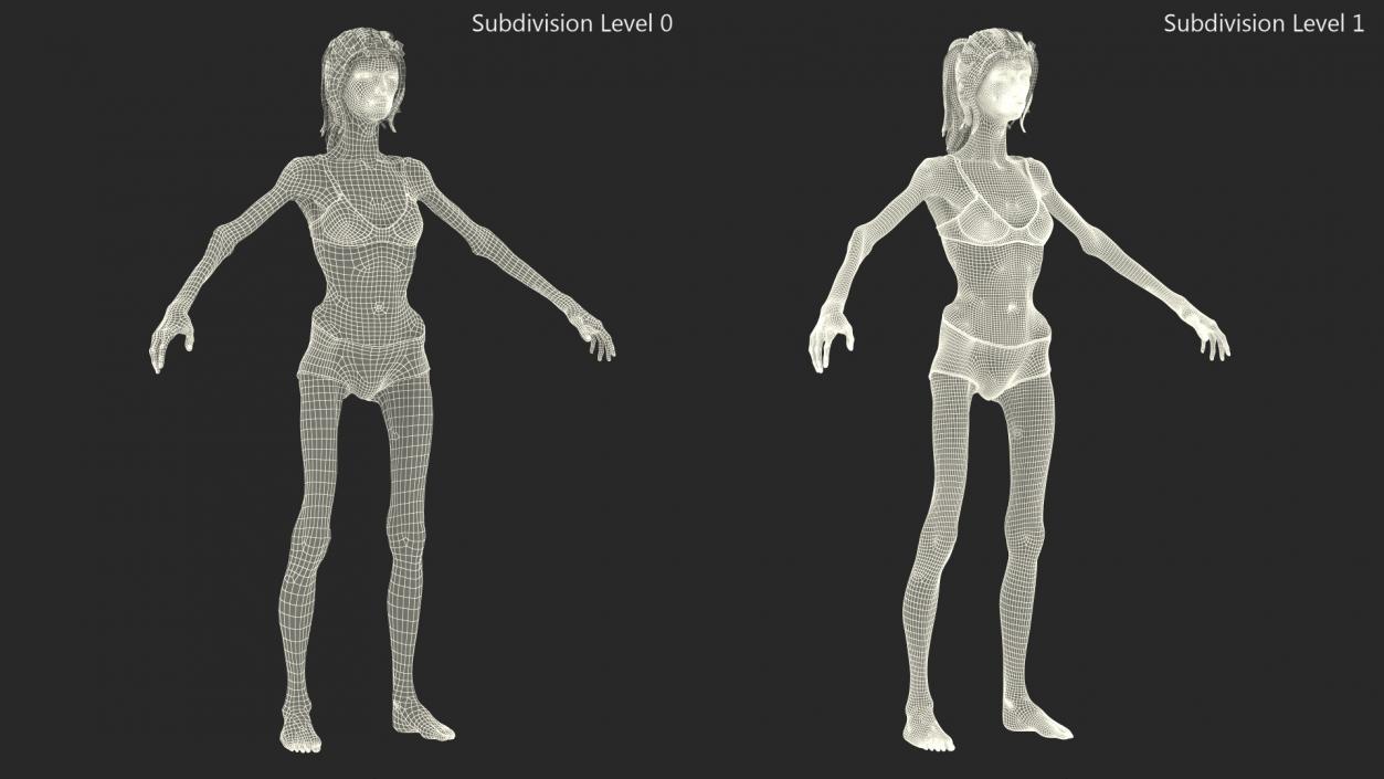 3D model Woman Anorexic Rigged for Cinema 4D