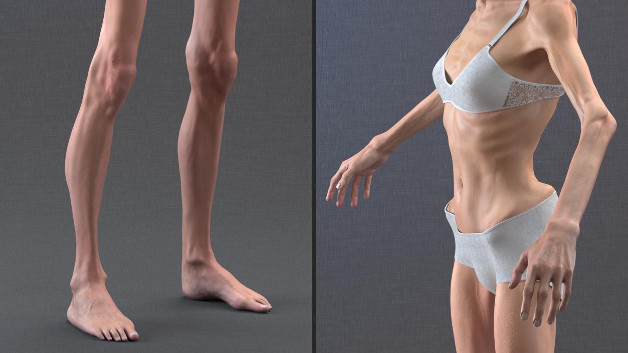 3D model Woman Anorexic Rigged for Cinema 4D