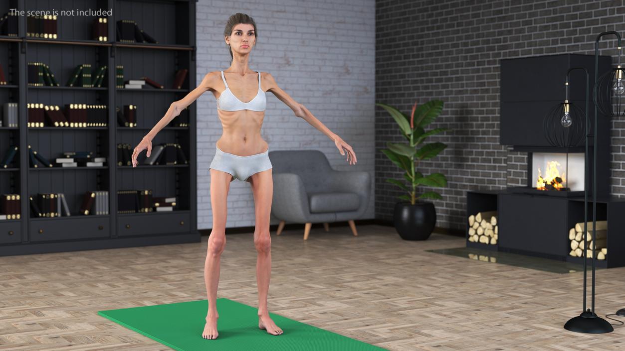 3D model Woman Anorexic Rigged for Cinema 4D