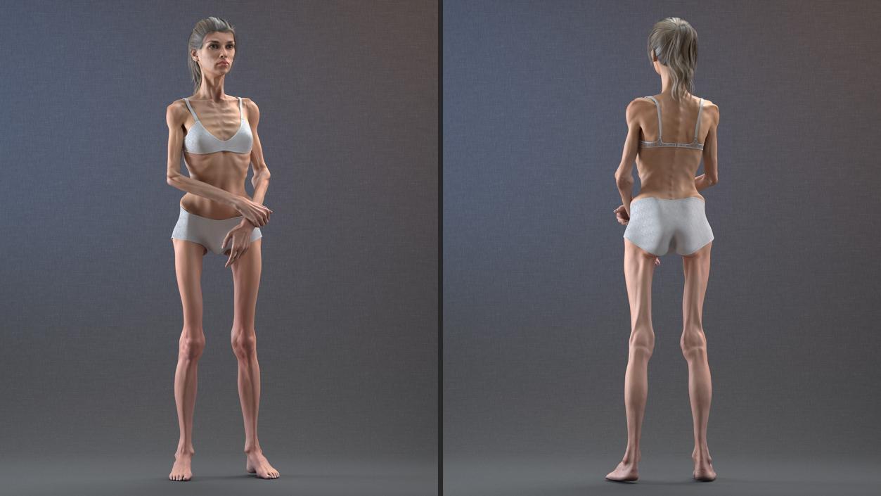 3D model Woman Anorexic Rigged for Cinema 4D