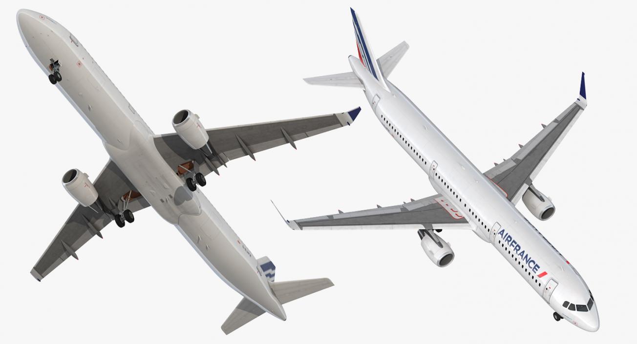 3D Airbus A321 Air France with Interior Rigged model