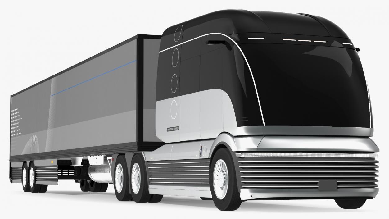 3D Futuristic Semi Truck with Trailer Rigged