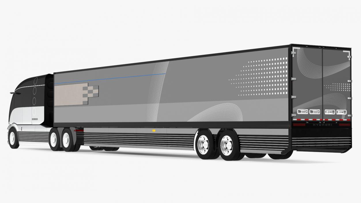 3D Futuristic Semi Truck with Trailer Rigged