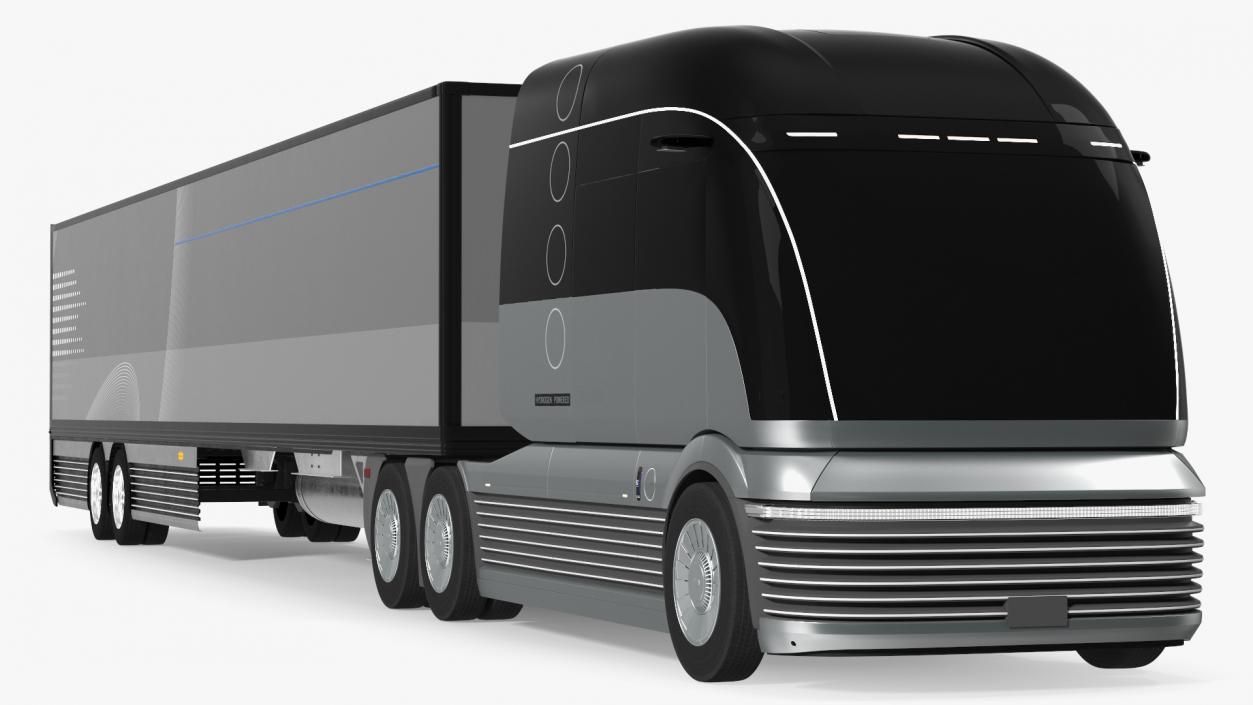 3D Futuristic Semi Truck with Trailer Rigged