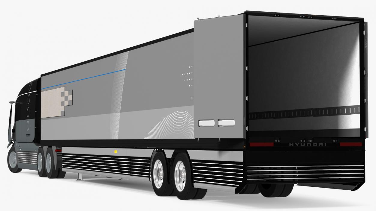 3D Futuristic Semi Truck with Trailer Rigged