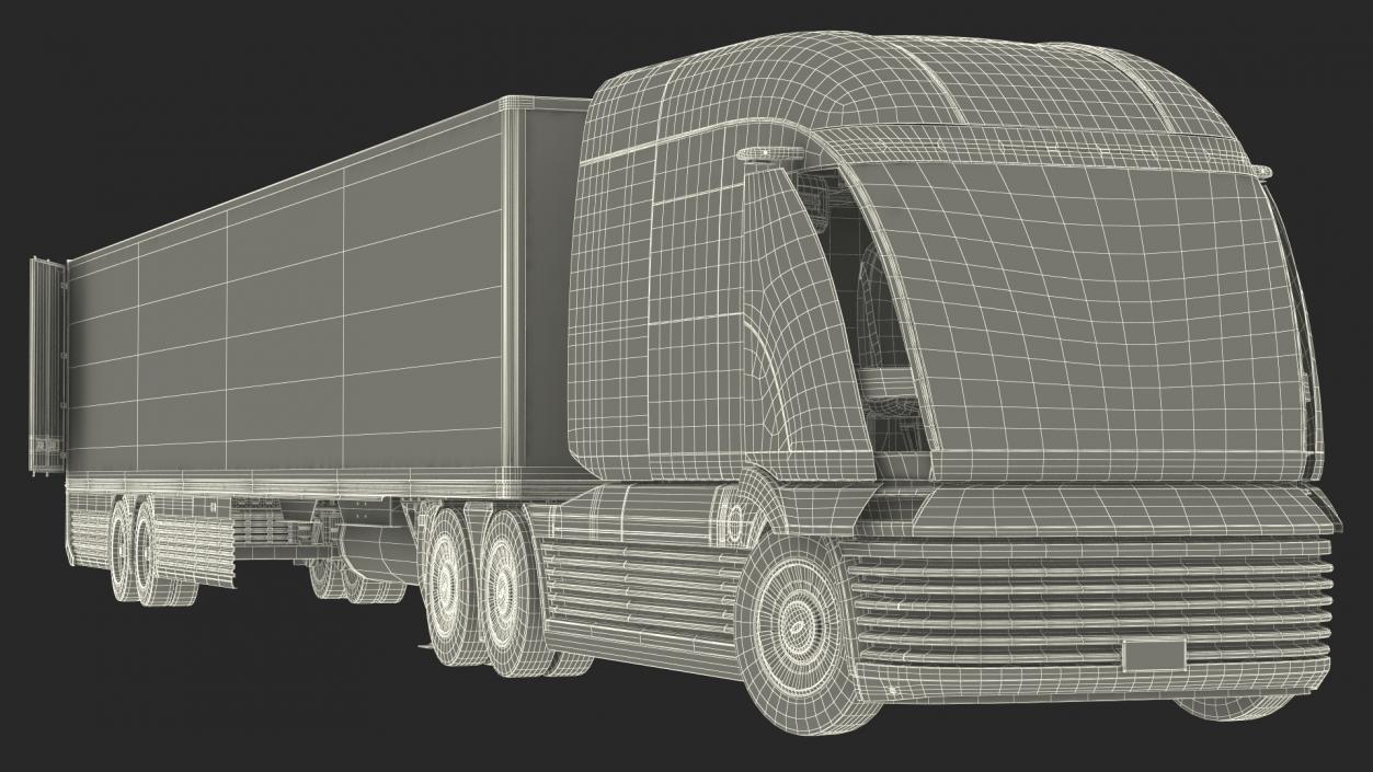 3D Futuristic Semi Truck with Trailer Rigged