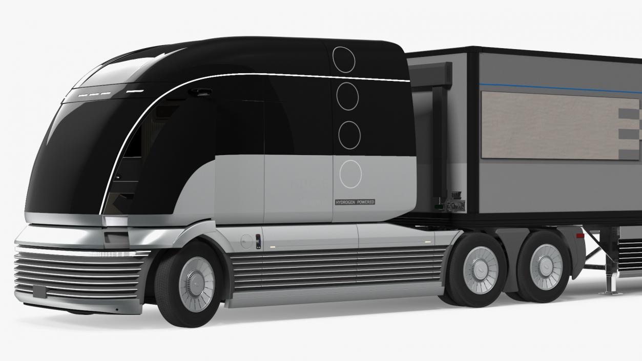 3D Futuristic Semi Truck with Trailer Rigged