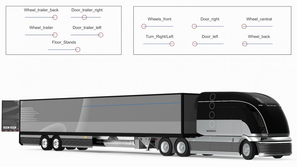 3D Futuristic Semi Truck with Trailer Rigged