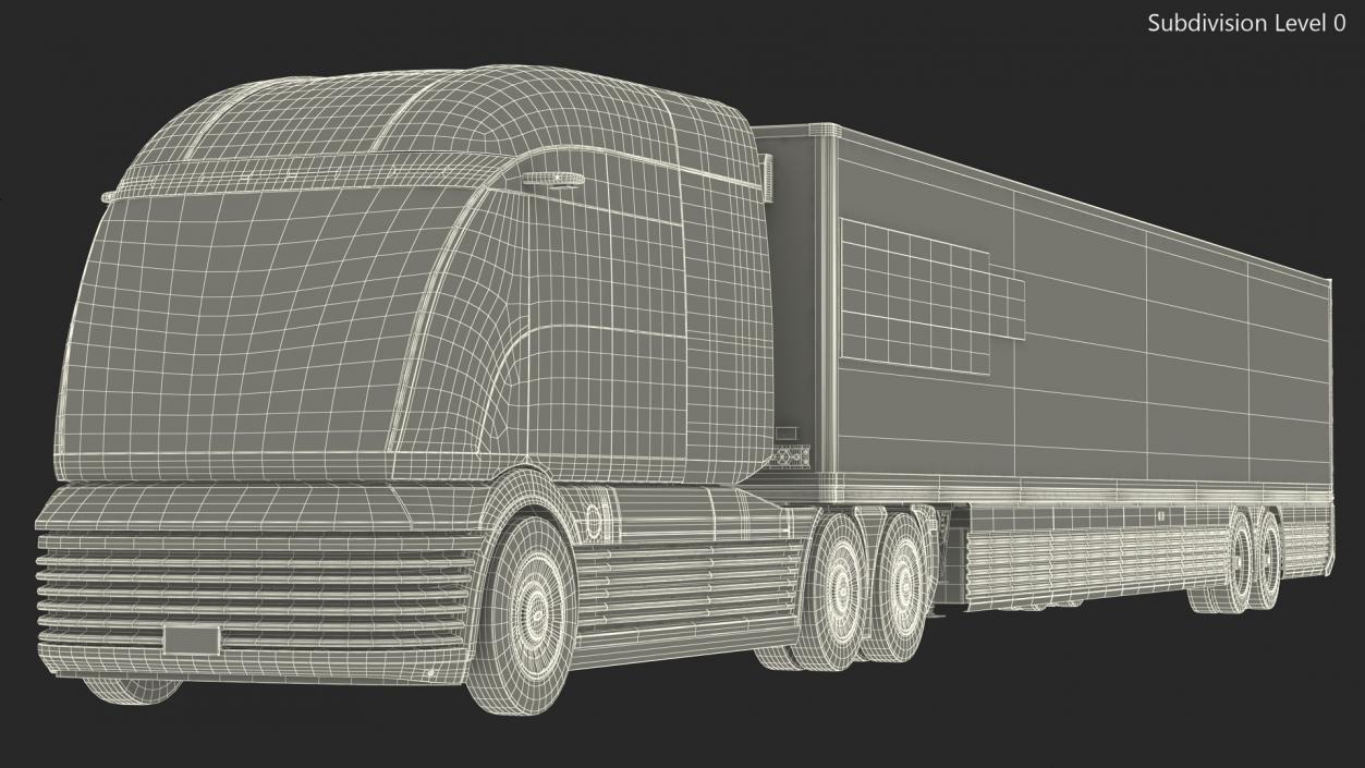 3D Futuristic Semi Truck with Trailer Rigged