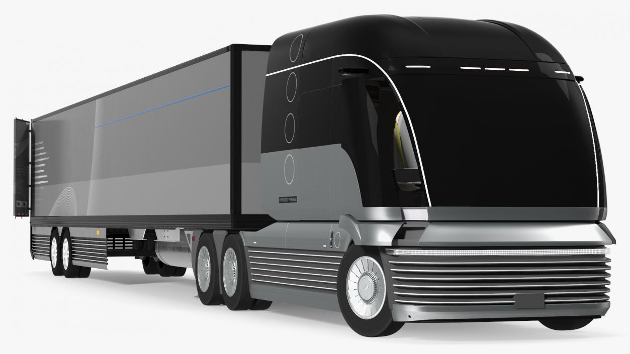 3D Futuristic Semi Truck with Trailer Rigged