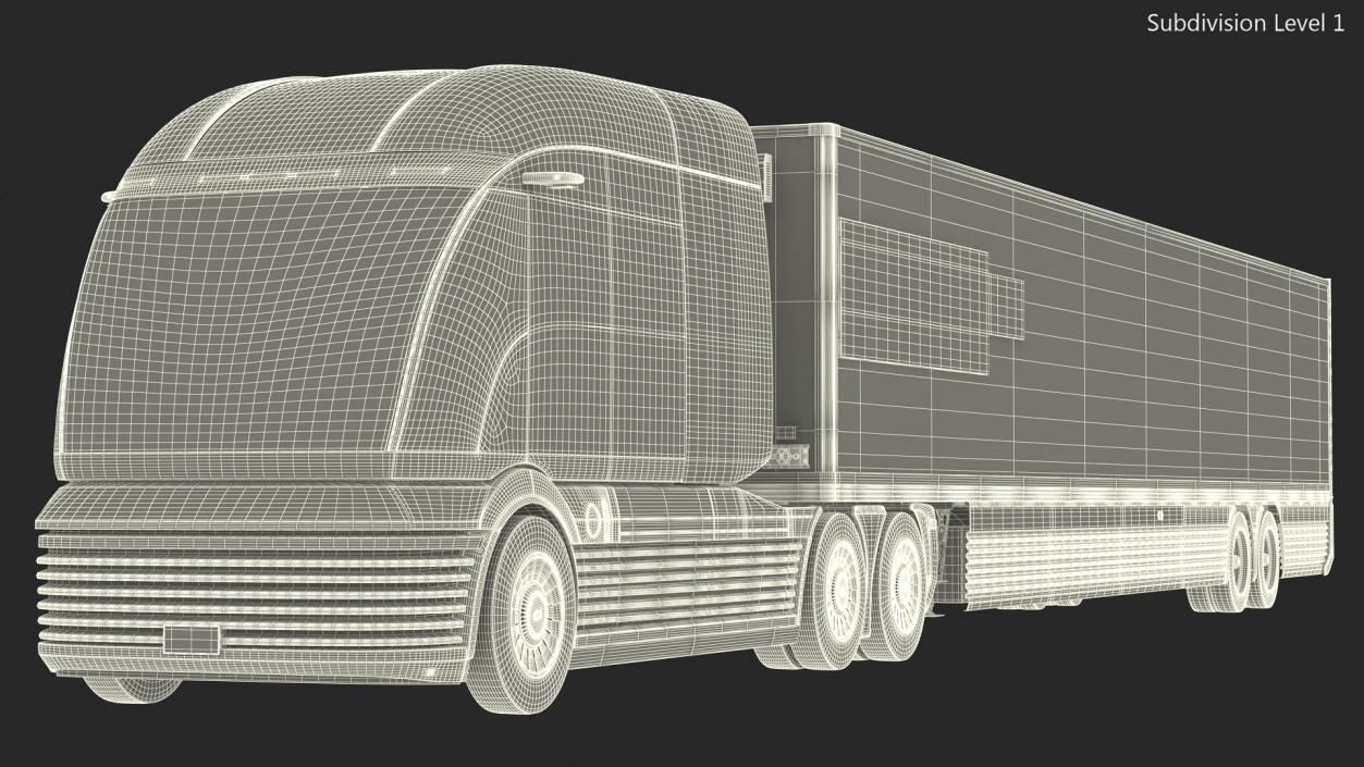 3D Futuristic Semi Truck with Trailer Rigged