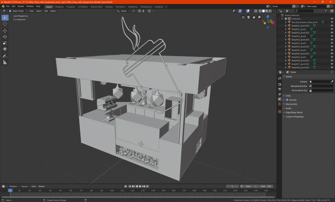 3D Coffee Shop with Equipment