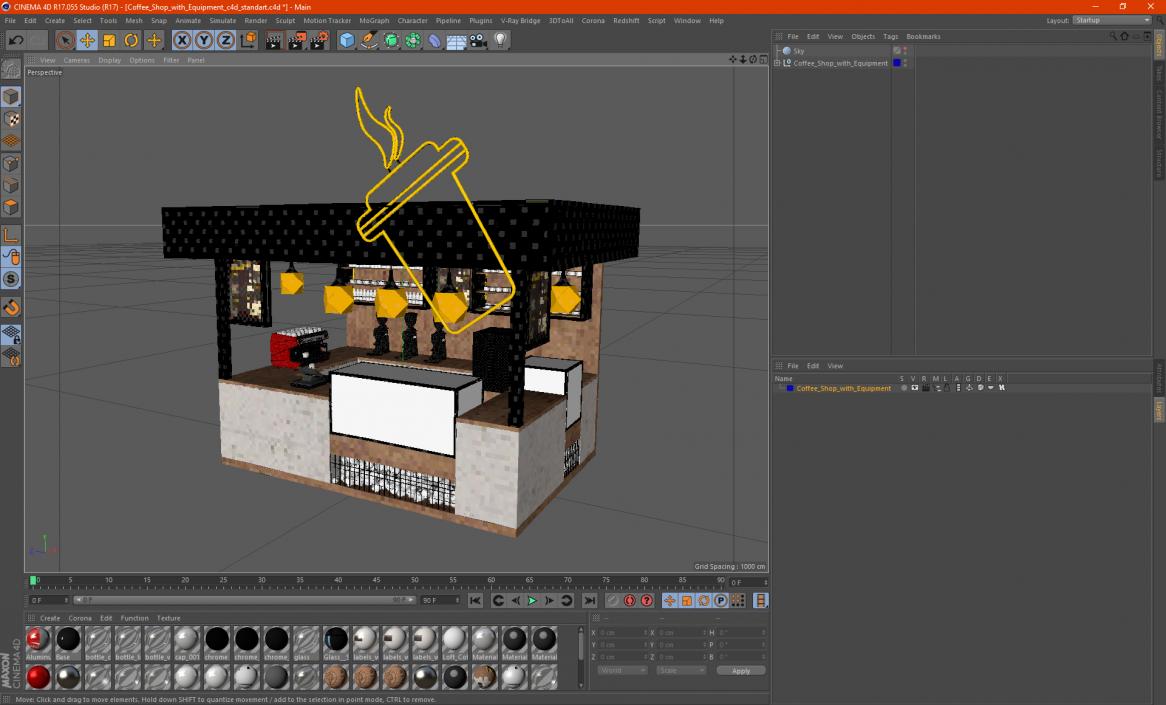 3D Coffee Shop with Equipment