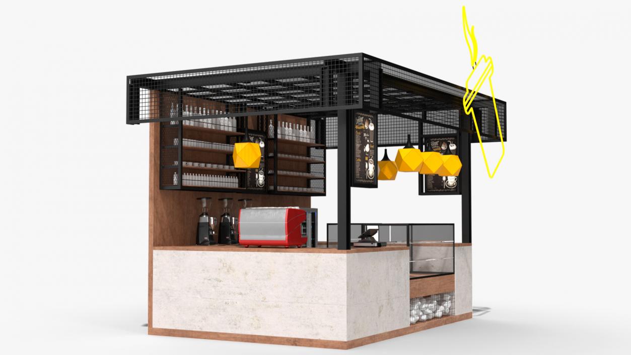 3D Coffee Shop with Equipment