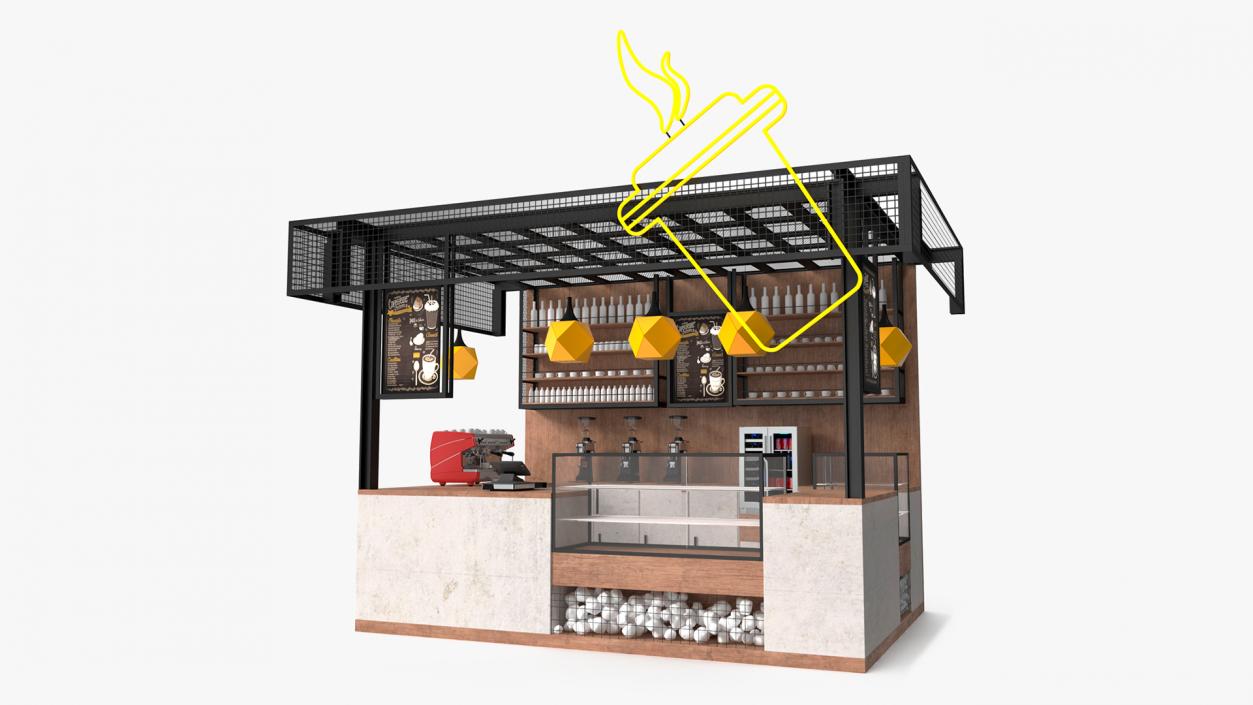 3D Coffee Shop with Equipment