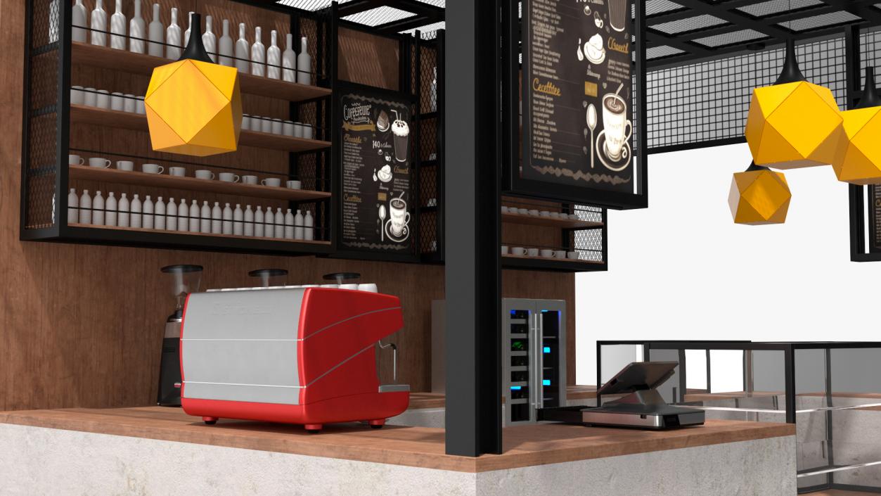 3D Coffee Shop with Equipment