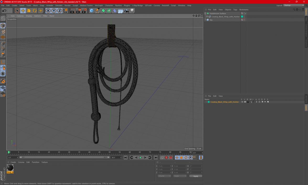 3D model Cowboy Black Whip with Holster