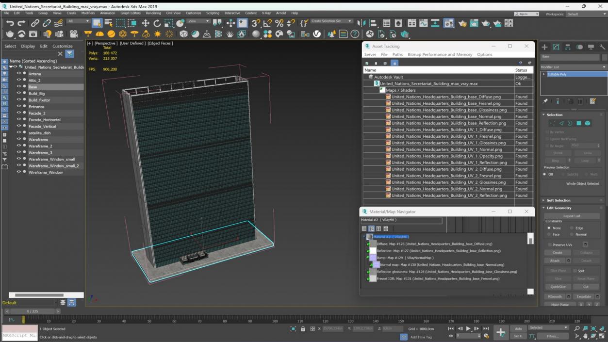 3D model United Nations Secretariat Building