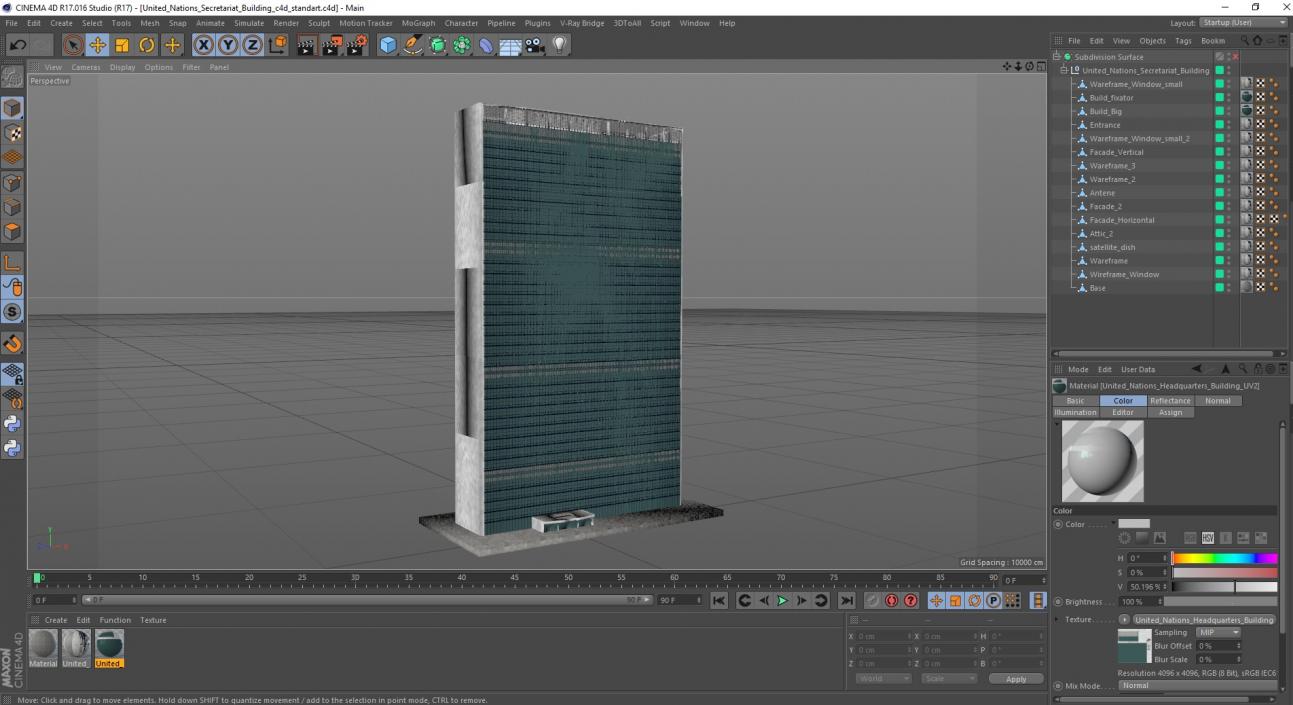 3D model United Nations Secretariat Building
