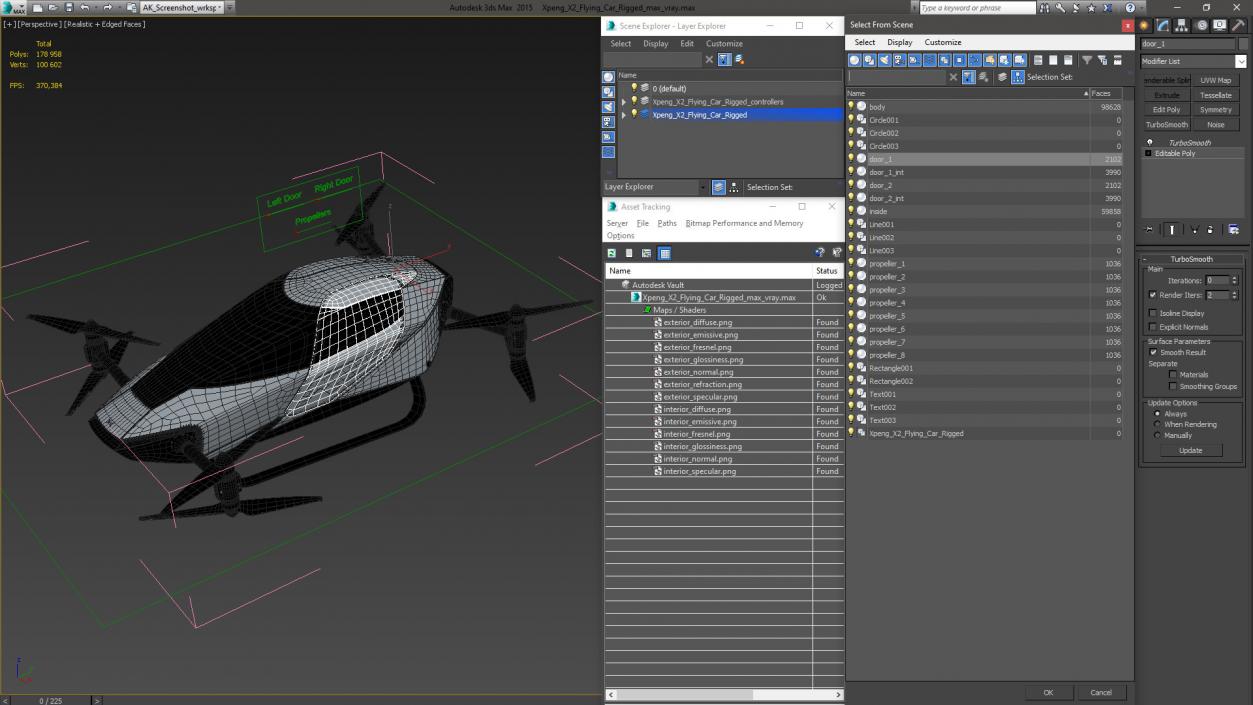 3D model Xpeng X2 Flying Car Rigged for Maya