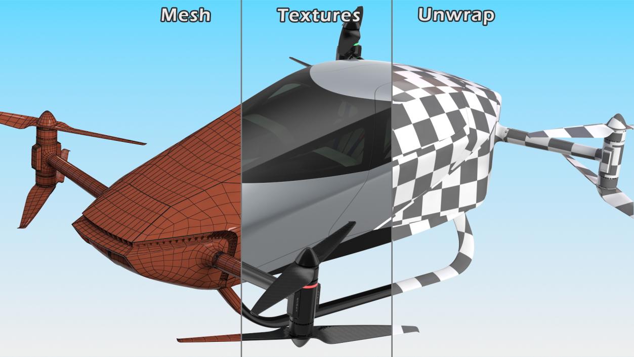 3D Xpeng X2 Flying Car Rigged