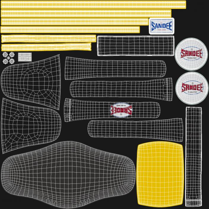 Sandee Velcro Belly Pad Maneken Black Yellow 3D model