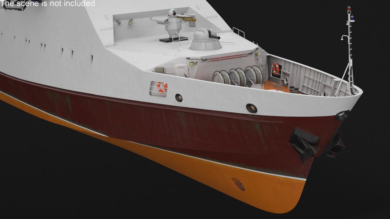 3D model Coast Guard Ship Rigged 2