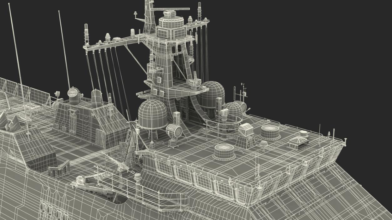 3D model Coast Guard Ship Rigged 2